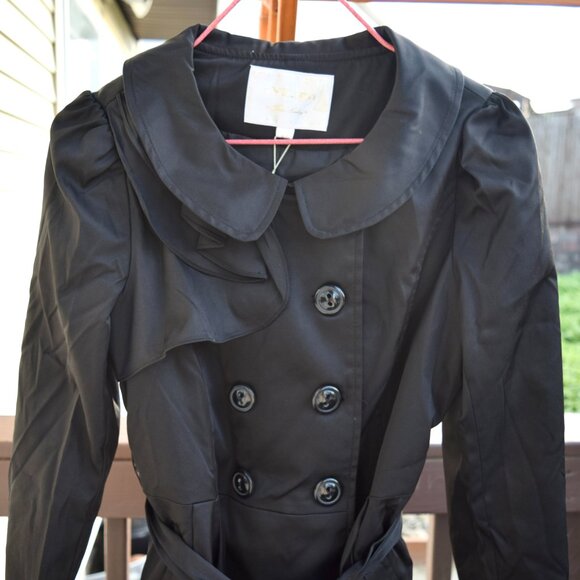 Black Trench Women Coat - a. YiLian 阿依莲 Lolita Style - Picture 3 of 7